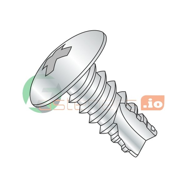 Newport Fasteners Thread Cutting Screw, #10 x 3/8 in, Zinc Plated Steel Truss Head Phillips Drive, 8000 PK 469021 - main